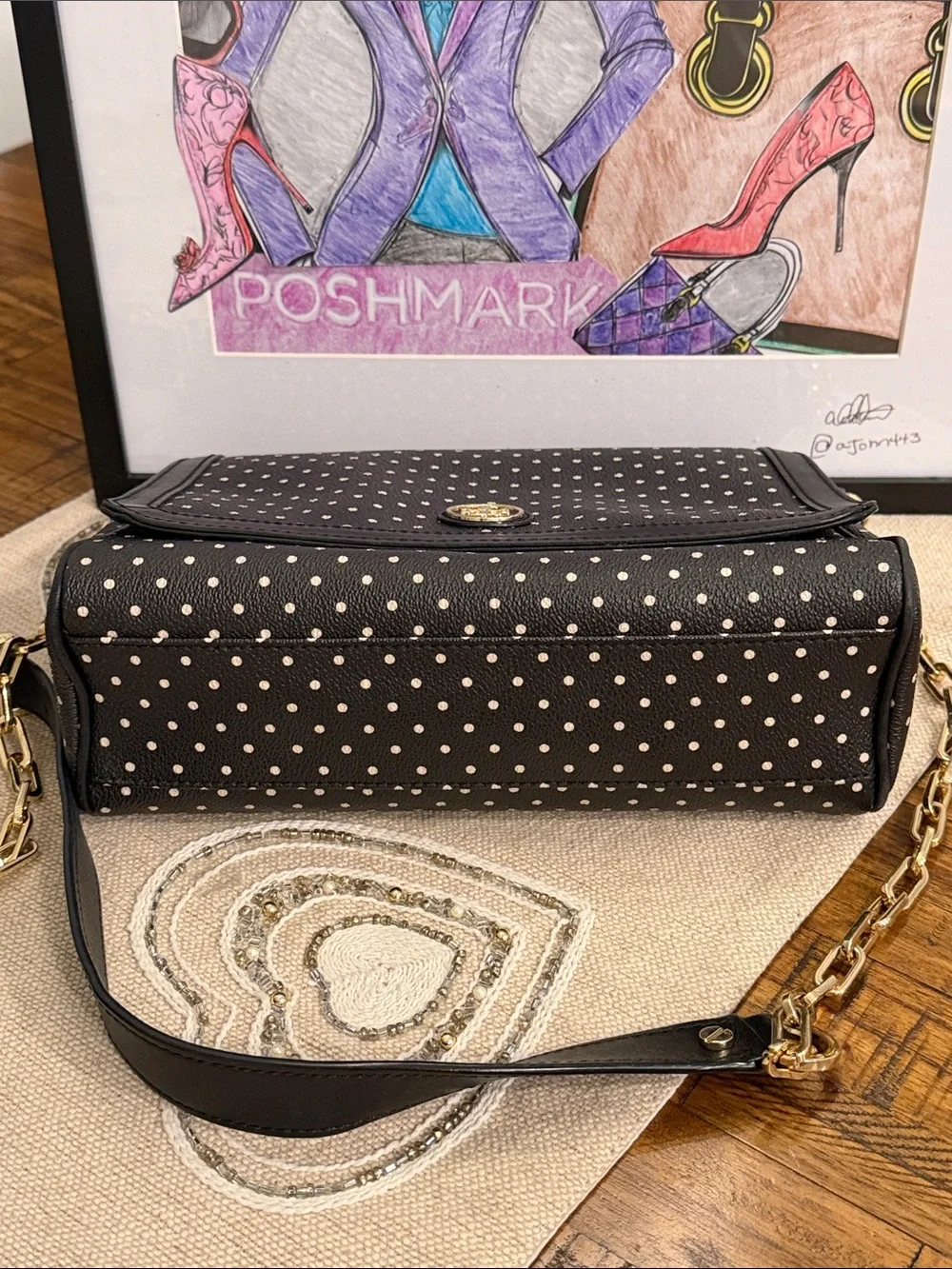 Tory Burch Kerrington Crossbody Viva Dot Bag with Gold Detailing